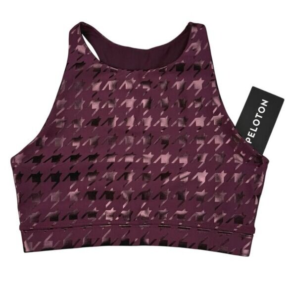 Peloton Printed Foil Houndstooth Sports Bra Size XS Plum - Picture 3 of 6